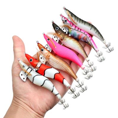 Fake Bait Lure Bait Full Body Luminous Wooden Shrimp Colorful Imitation Squid Shrimp Fake Bait2.0 2.5  3.0#Squid Cuttlefish Sea