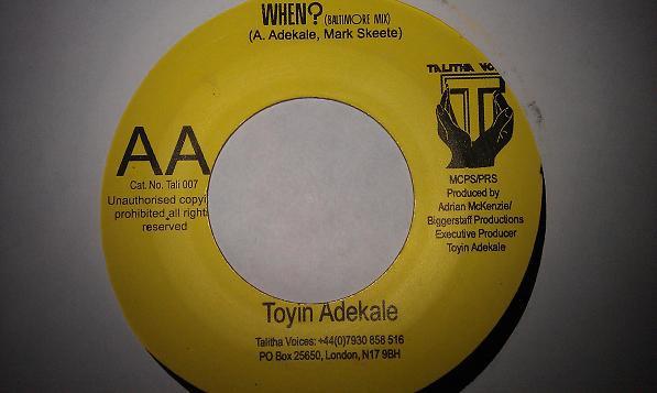 7-дюймовая пластинка TOYIN ADEKALE When TALI007 Talitha Voices 2000 UK Reggae Ska Dub Б/у