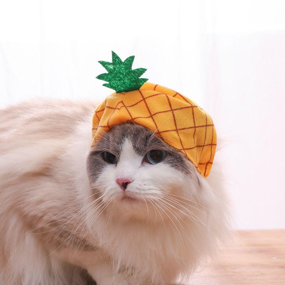 

Fruit Series Cat Fruit Hat Soft Dog Watermelon Cap Creative Pet Strawberry Hat For Dogs Cats Style A