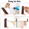 2 Pcs PU Leather Wall Hooks, 1 x 4.7 Inches Leather Wall Hanging Strap Leather Hook Lanyard Wall Mounted Loop for Hanging Curtain Rod Holders Towel