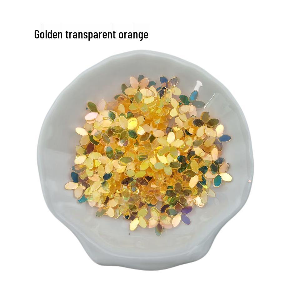 Perforated 10MM Gold Sequins 3D Transparent Five-Petal Flower for Eye Makeup, Bridal Wear, DIY Clothing Accessories.