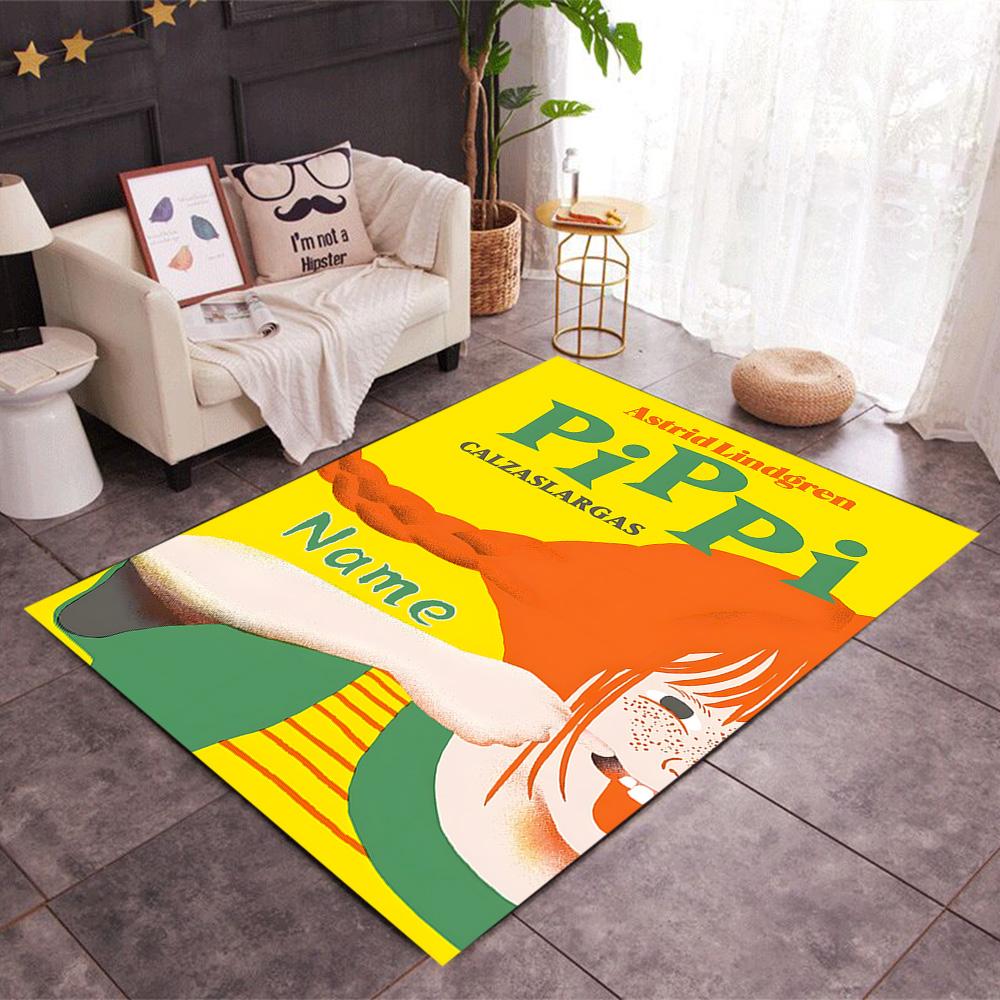 Pippi Monkey Friend. Customized Name Area Rug Suitable for Dormitory Hallway Playrooms Dining Room Anti-slip Rug Office home decor