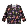 Children's Witch  Printed Long Sleeved Round Neck Top With Floral Print For Daily Casual T-shirt