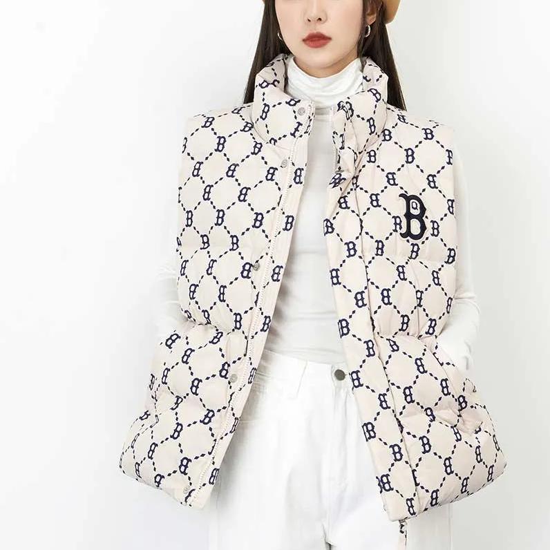 New MLB New York Yankees Old Flower Down Vest Unisex Light Beige 3ADVM2026-43BGL