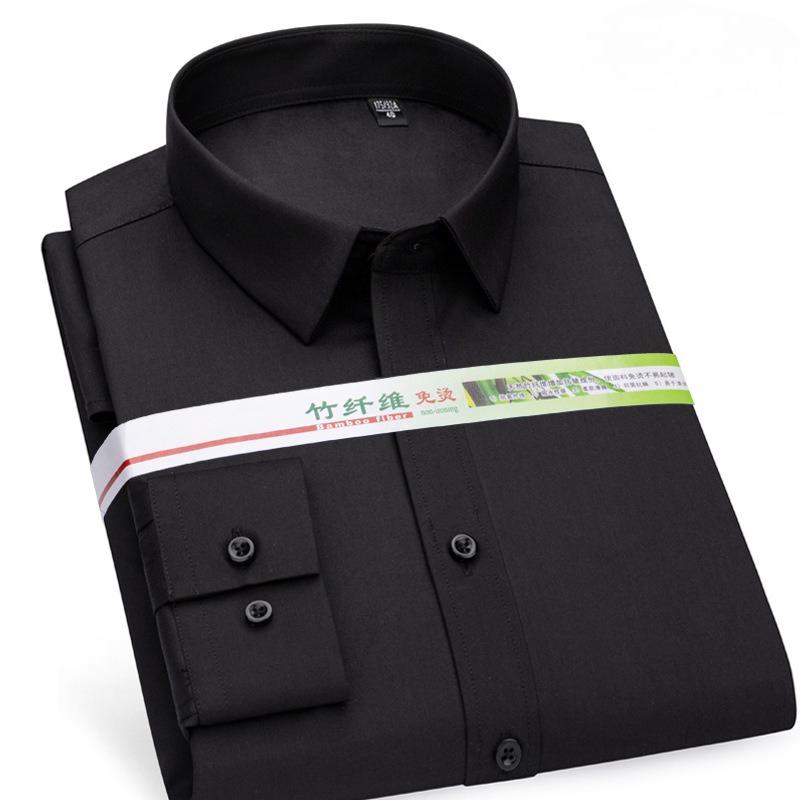 8XL Bamboo Fiber Blue Work White Shirt for Man Long Sleeve Office Business Anti-wrinkle Non-iron Men Shirts Long Sleeve Casual