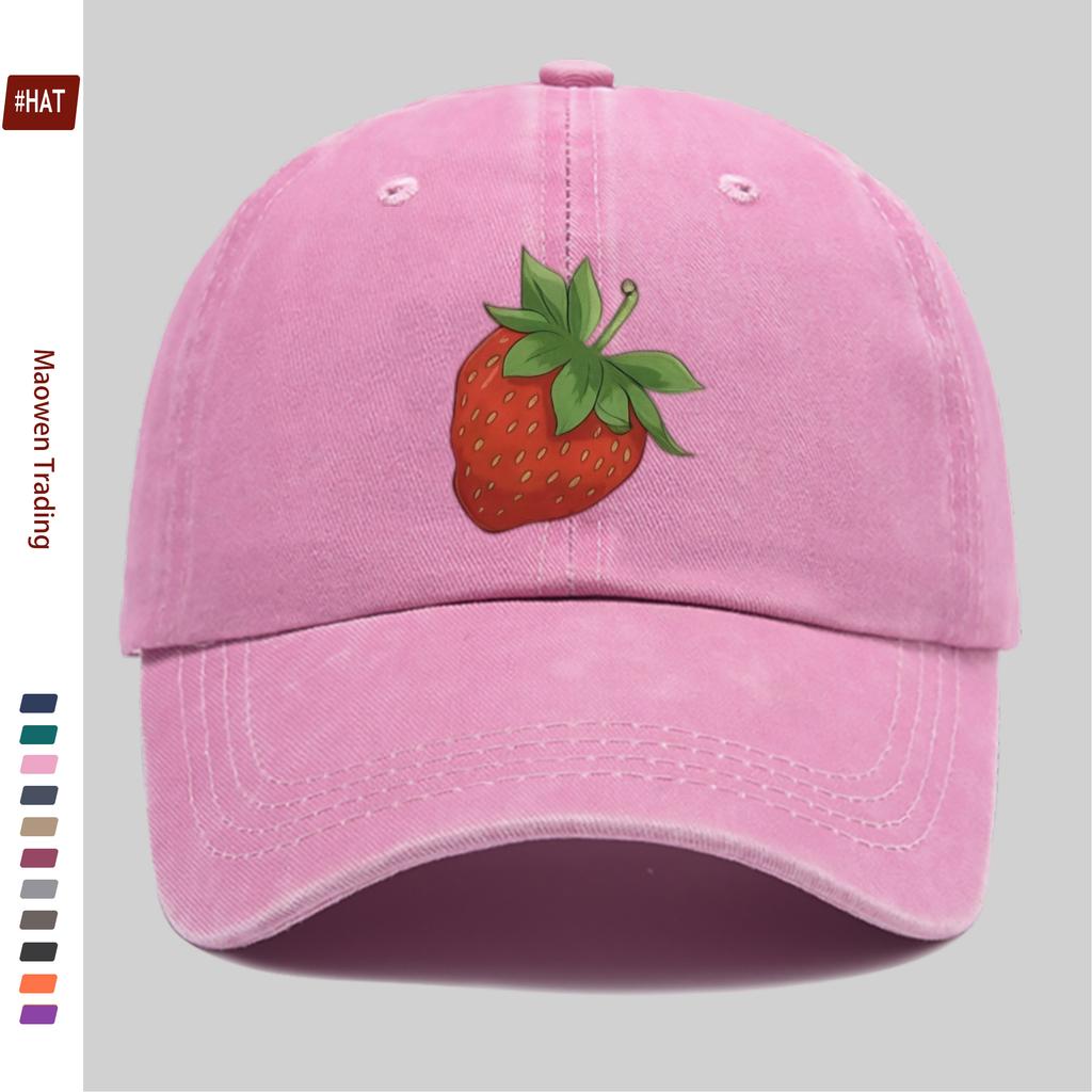 pc Fresh Strawberry Print Baseball Cap Home Leisure Design Decor Hat Comfortable Lightweight Sun Hat with Adjustable Strap F