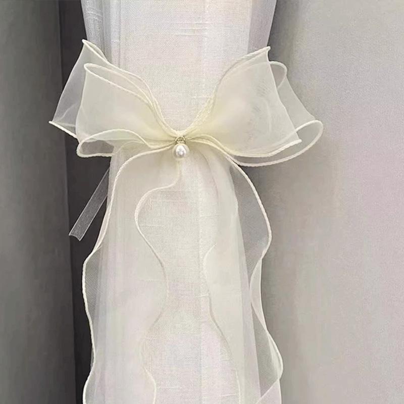 

Современный ремень для штор из химического волокна, органза, кружевной бант, белый держатель для штор, декоративные аксессуары для штор as picture show жёлтый