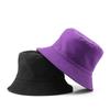 New Men Women Black Solid Bucket Hat Two Side Wear Unisex Simple Bob Caps Hip Hop Gorros Panama Cap Beach Fishing Boonie Sunhat