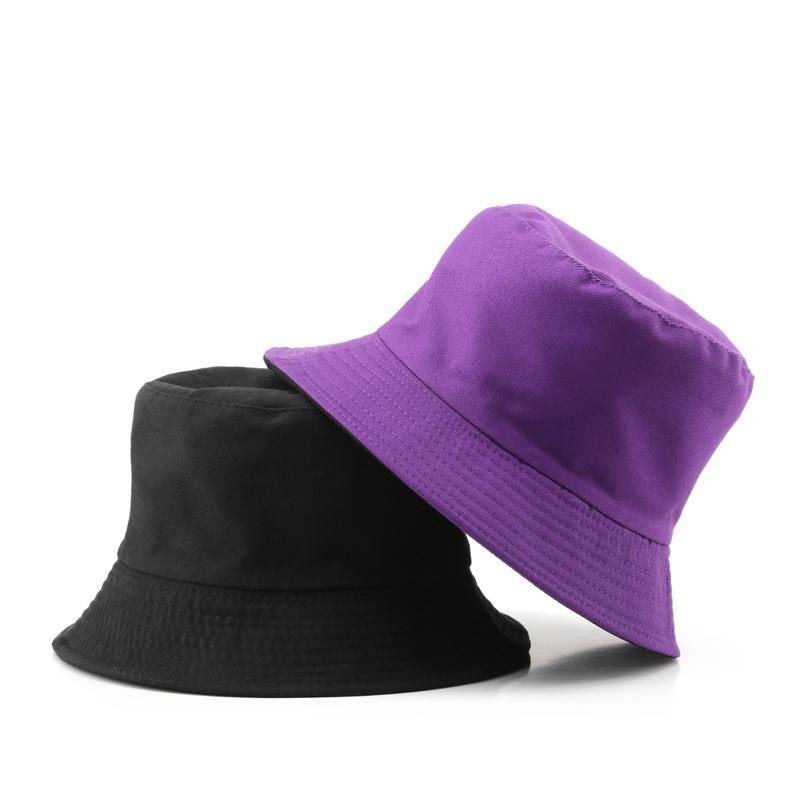 New Men Women Black Solid Bucket Hat Two Side Wear Unisex Simple Bob Caps Hip Hop Gorros Panama Cap Beach Fishing Boonie Sunhat