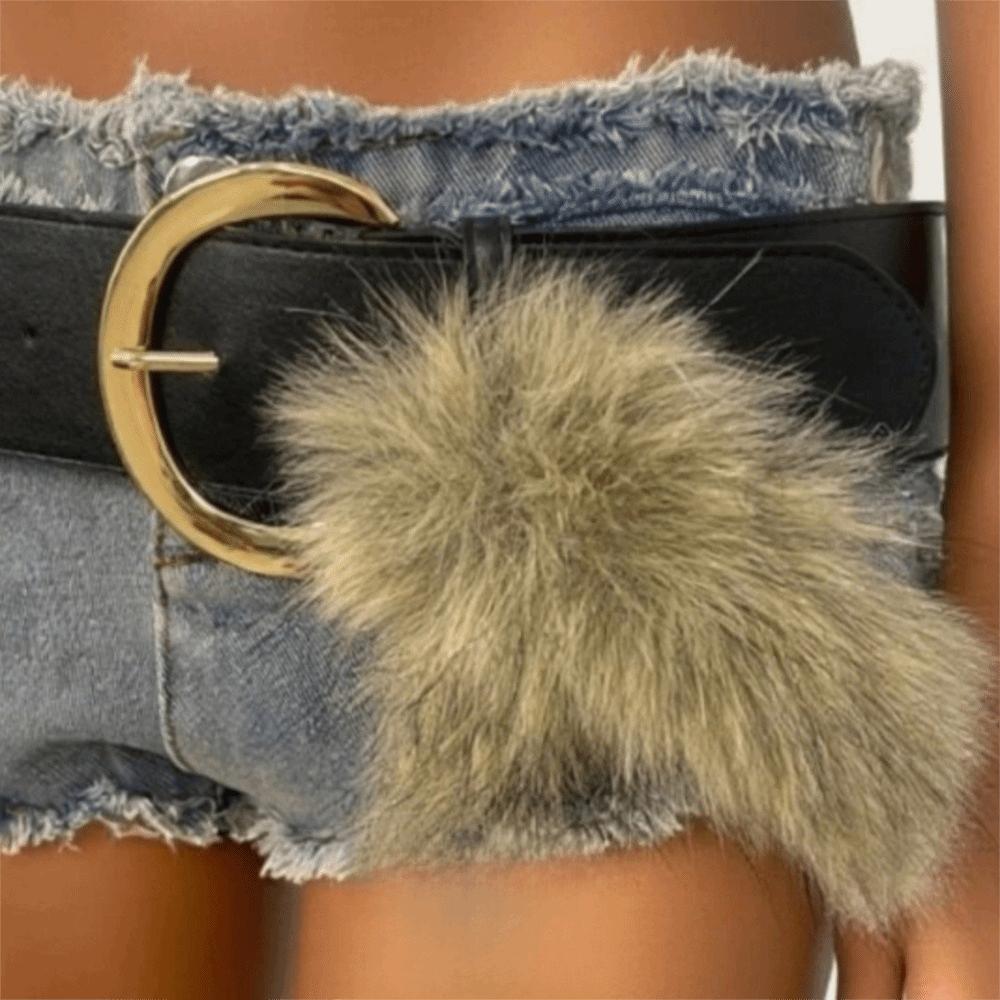 Suede Women Waistband Faux Fur Wide Belt Ins Waist Belt  Waist Accessories