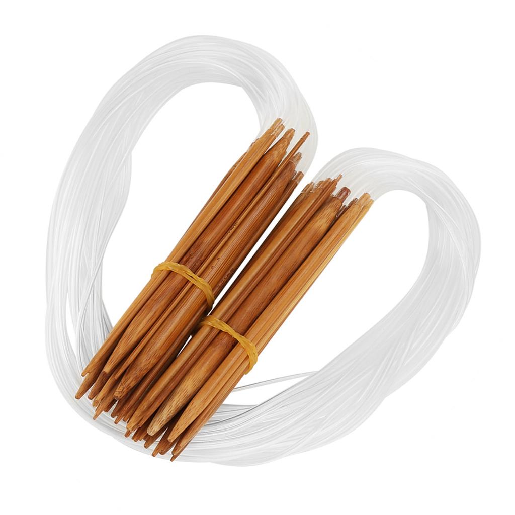 Round Bamboo Knitting Needle Set, 18pcs Wooden Needles for Embroidery, Lightweight Design, Tips and Joints
