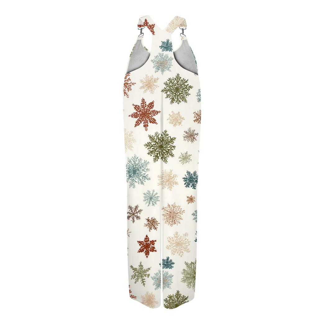 Women's Summer Overalls Floral Print Vintage Jumpsuit (Non-Adjustable Straps)