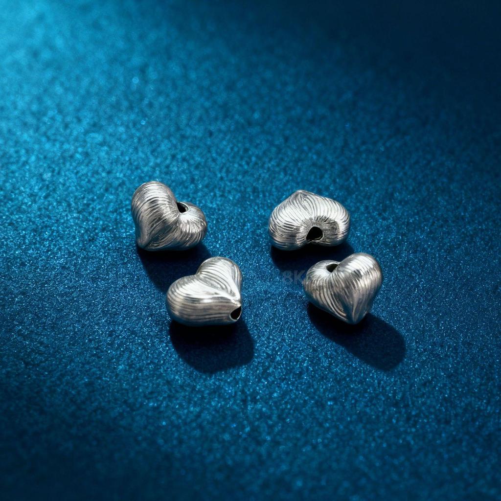 Perla distanziatrice a forma di cuore in Argento Sterling S925 per Gioielli Fai da Te e Artigianato