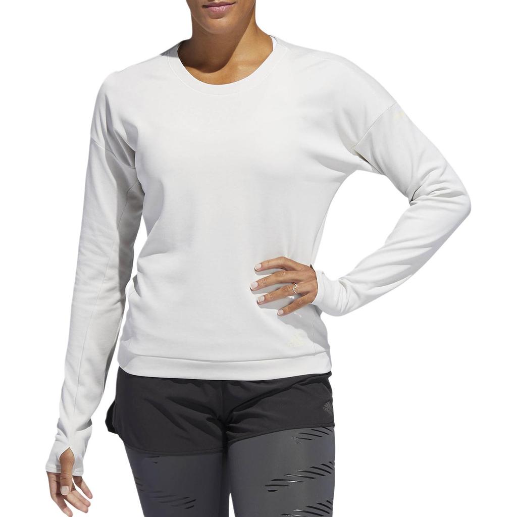 Adidas Comfortable Solid Color Crew Neck Sweatshirt Women tops White DQ1918