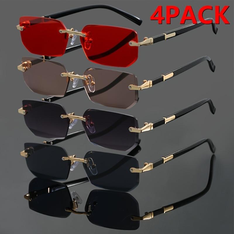 4 Pack Unisex Trendy Frameless Glasses Universal Fit Party Shopping Street Fashion Christmas Gifts