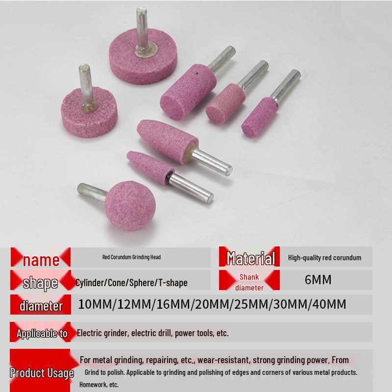 Red Corundum Grinding Wheel 6mm Shank | Metal & Ceramic Polishing Head