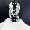 Modern Round Pearls With Ring Chain Layering Necklace Earrings Gift Pack Evening Wear Stone Accessories For Her