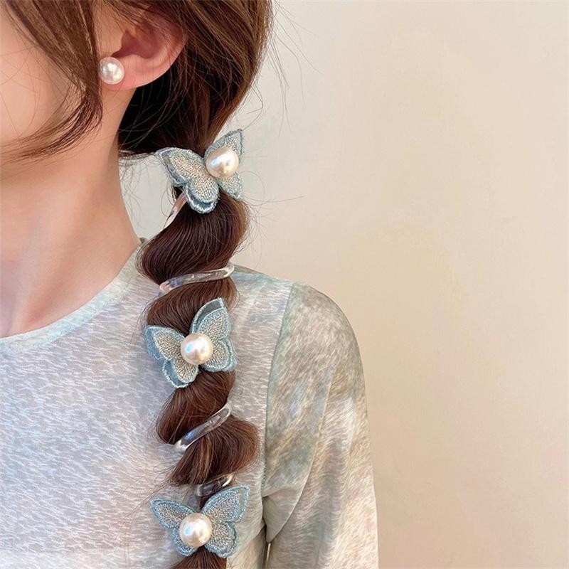 Schmetterling Perle Glattes Haarseil Haarbänder Stirnband Telefondraht Haarbänder Pferdeschwanz Haarseil