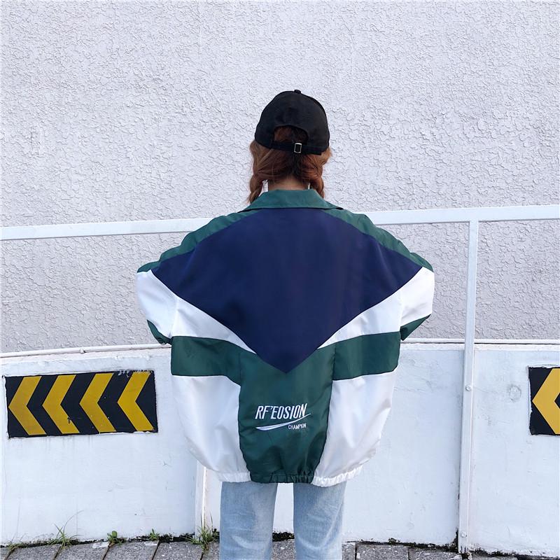 Kurtka Harajuku Color Block Patchwork - Unisexowy Letni Styl Uliczny