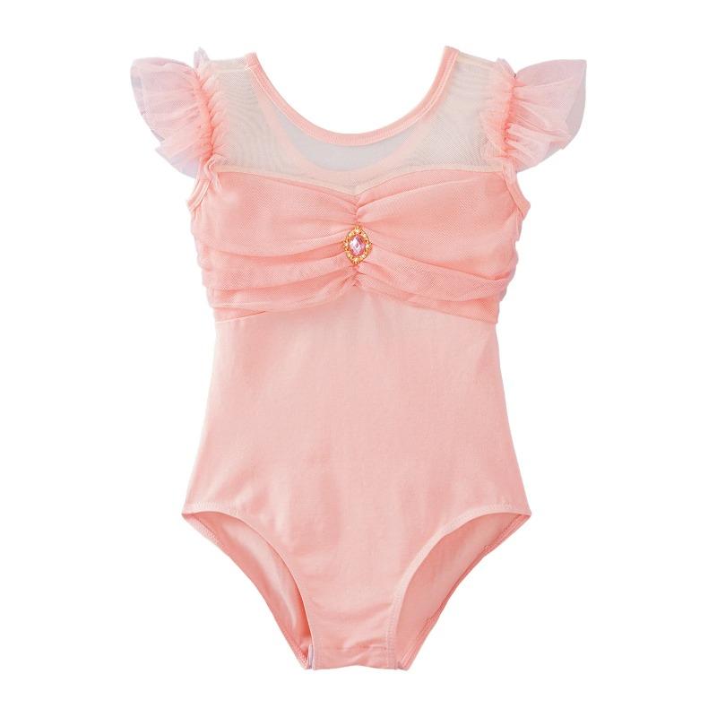 Ruffle Sleeve Ballet Leotard Girls Kids Gymnastics Bodysuit Ballerina Fairy Party Dancing Training Performance Dancewear