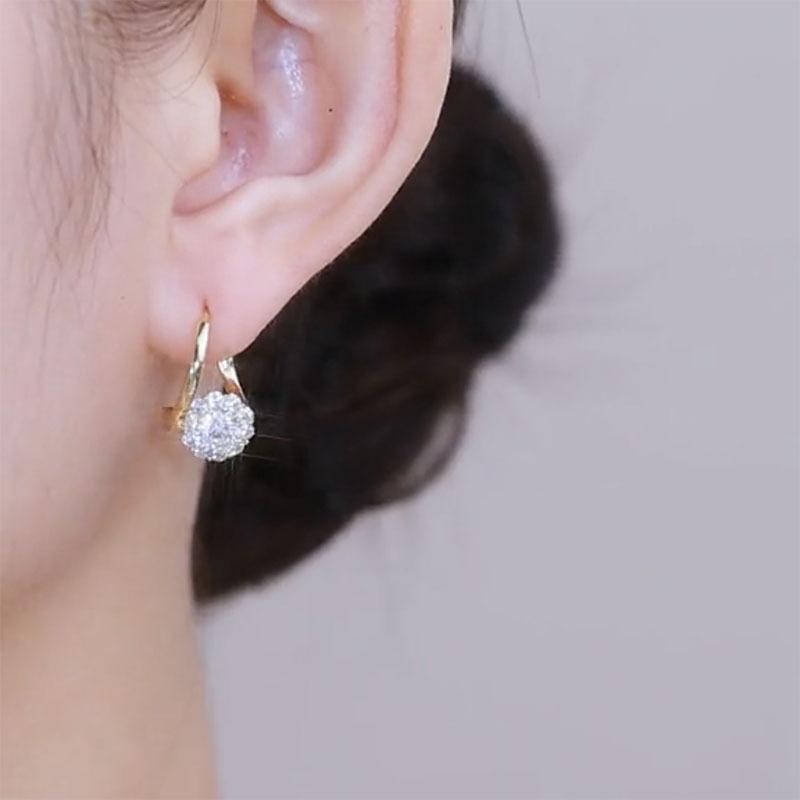Light Luxury, High-end Sense, Fashionable Temperament, Niche Design Sense, Versatile, Exquisite Ear Buckle, Micro Inlaid, Rotatable Earrings for Women