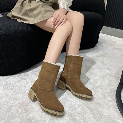 Autumn and Winter Footwear Plus Size Comfortable Round-headed Snow Boots with Thick Heels and Short Boots Women's Shoes