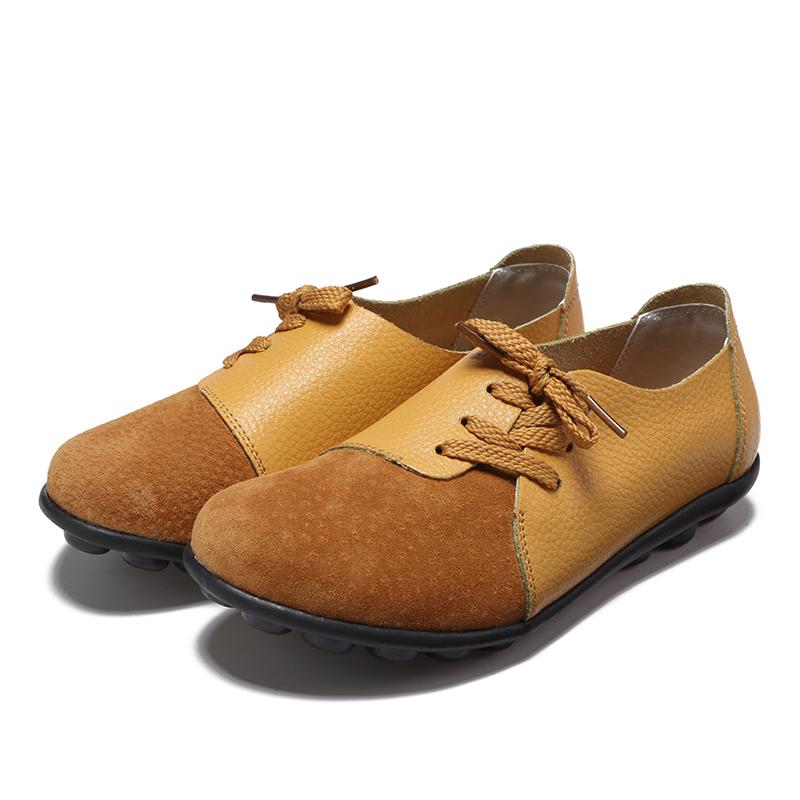 Fashion Women Shoes Genuine Leather Casual Flats Sneakers Women Spring Autumn Ballet Flats Patchwork Designed Non-slip Fashion New Casua