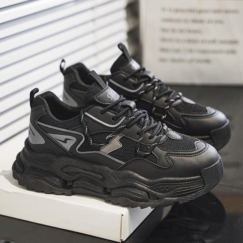 

2025 осень и зима новая толстая подошва увеличивающая рост папины кроссовки ретро ремешки сетка беговые кроссовки мужская мода одинарная обувь 44