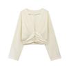 ZR1116 European and American Summer Women's Clothing V-neck Pure Desire Wind Slim-fit Cardigan Pleated V-neck Shirt Top Women
