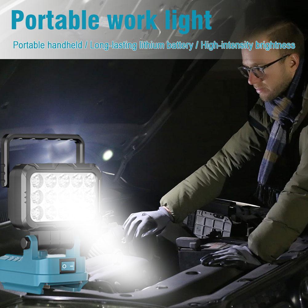 Power Tool Accessories For Makita 18V Battery LED Working Light Emergency Lamp Flashlight Torch Spotlight With Dual USB BL1830