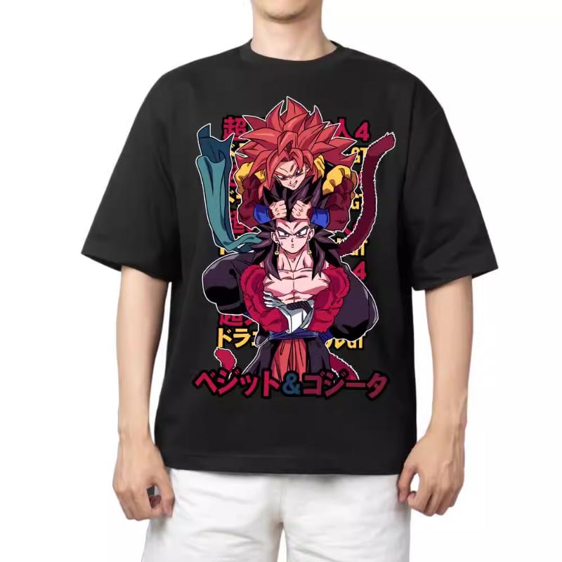 T-Shirt für Herren Dragon Ball Muster Gedruckt Sommer Retro Ausschnitt Locker Große Größe Vielseitig Kurzärmliges T-Shirt Kleidung Oberteil