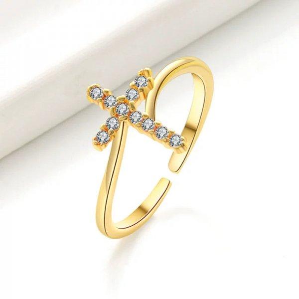 Dainty Sparkling Zircon Cross Ring for Women Silver Color Adjustable Open Finger Ring 2026 Trend Party Jewelry Best Friend Gift