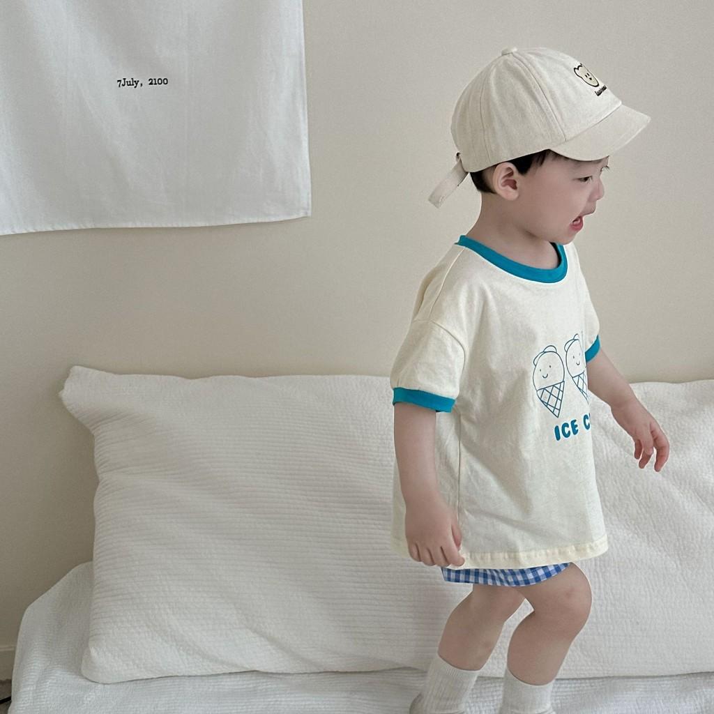 Adorable Summer Outfit For Toddler Boys And Girls Soft Cotton Two Piece Set 100cm синий