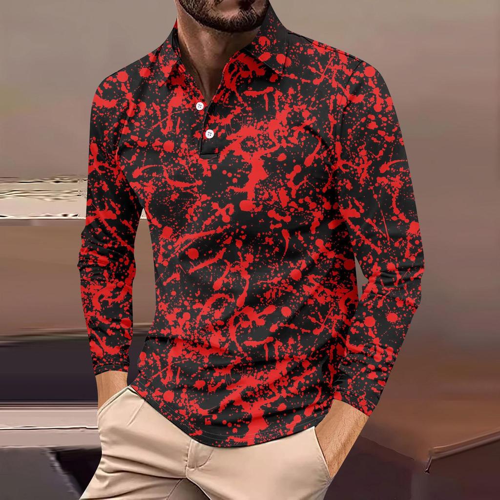 Herren Abstrakt 3D-bedrucktes Lässiges Alltags Langarm Button-Down POLO