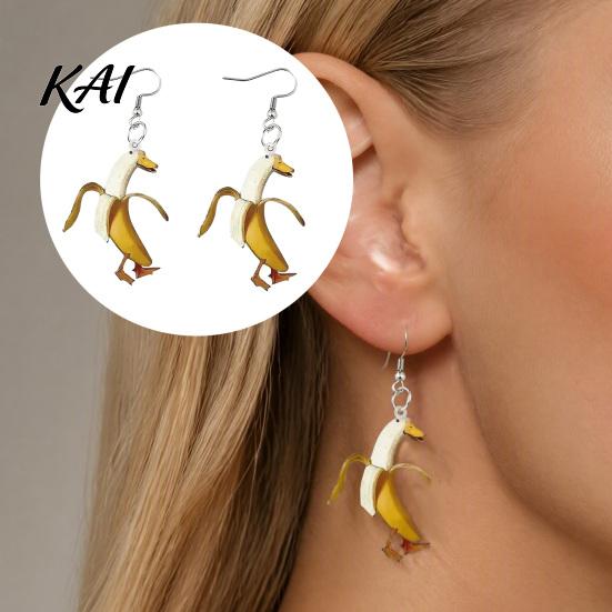 Unique Novelty Garlic Duck Earrings 1 Pair Funny Earrings, Garlic/Banana Dangle Drop for Women, Cute Acrylic Animal Jewelry Gifts Daily Wear