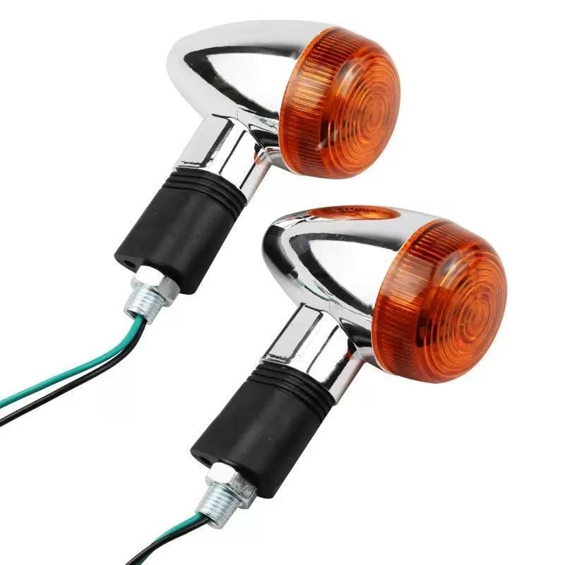 Shockproof 12V Motorcycle Turn Signals 10mm Amber Lights for Cafe Racer Scooter Universal