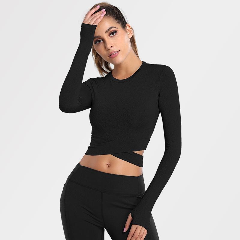 Women s Long Sleeve Yoga Crop Top Fitness Wear Small