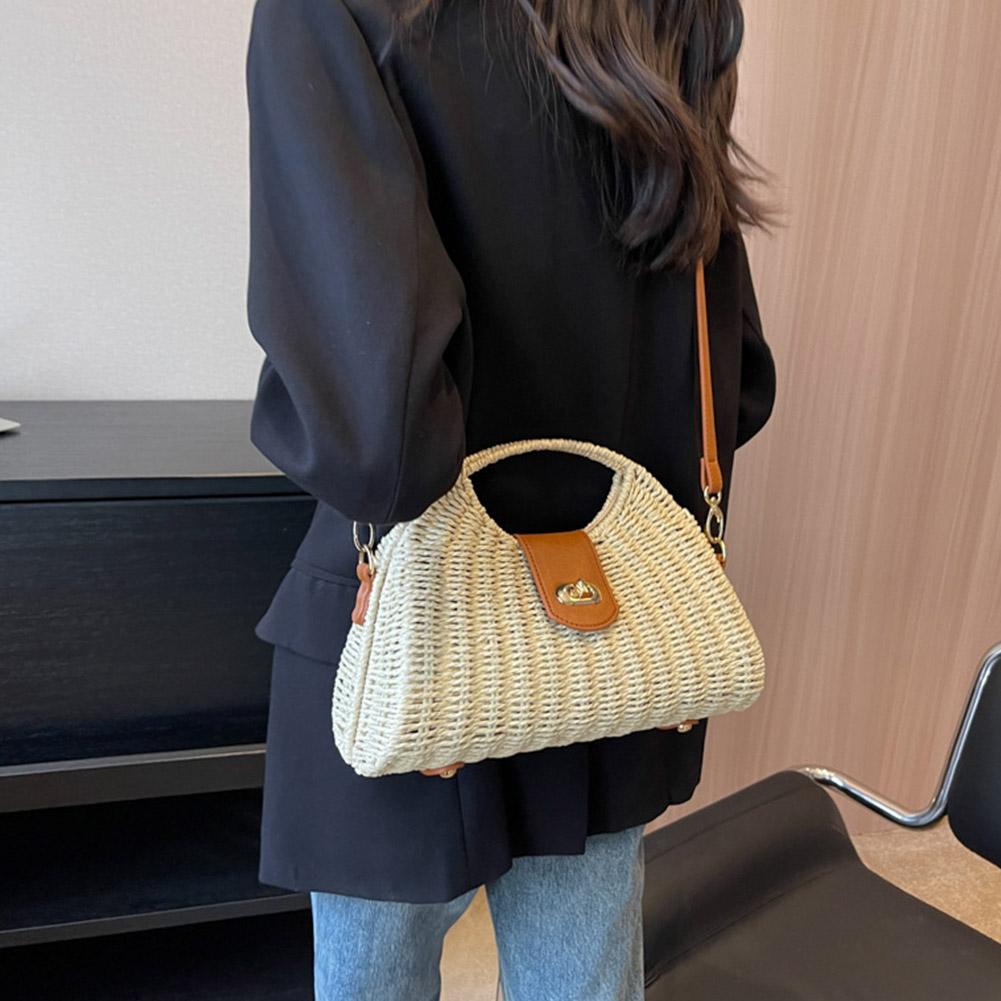 Women Crossbody Bags Summer Woven Shell Female Holiday Straw Handmade Casual Lady Elegant Tote D8W1