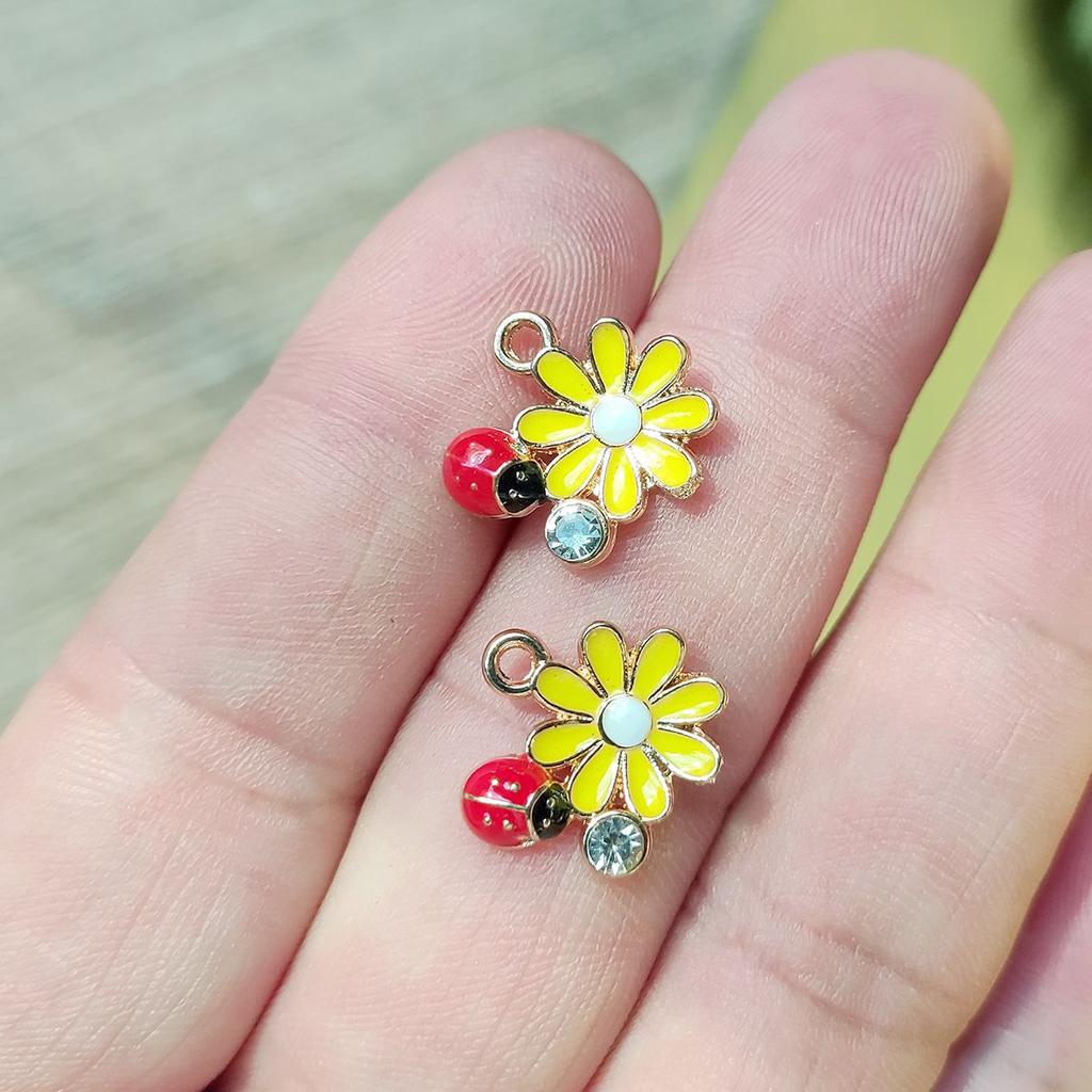 10Pcs Gold Plated Red Enamel Ladybug Charm Pendant For Jewelry Making Bracelet Necklace Diy Accessories Craft Findings 16X10Mm