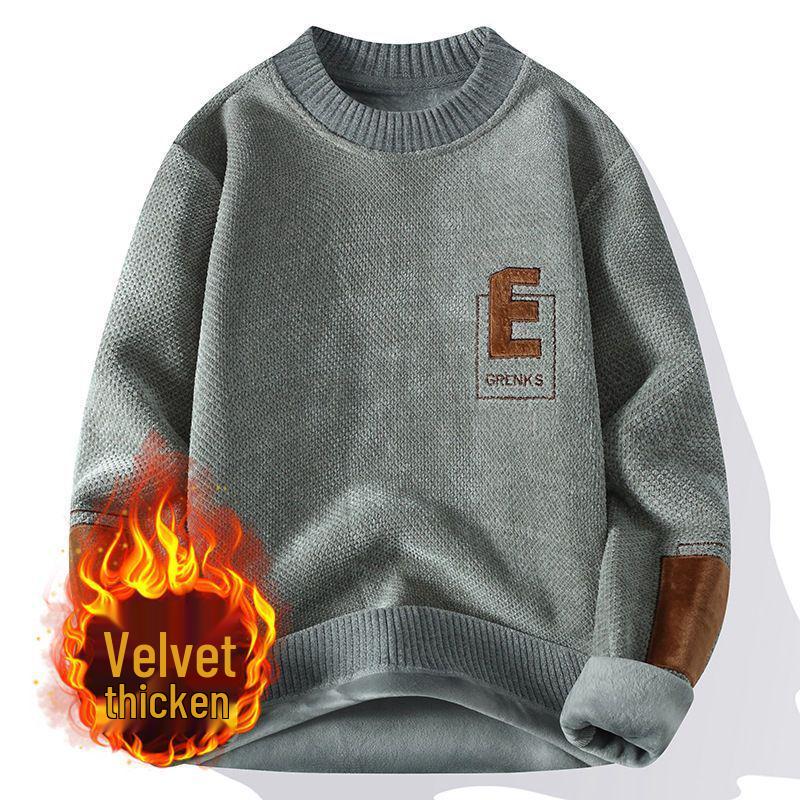 Men's Thick Velvet Sweater, Korean Style Round Neck – Warm Autumn/Winter Hoodie for Teens & University Students