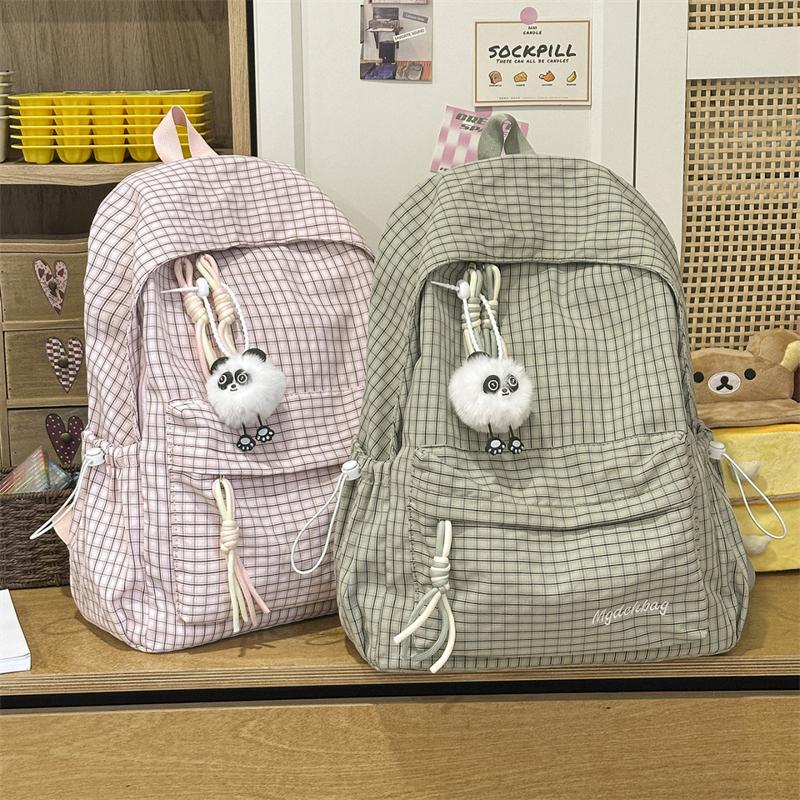 Campus Schoolbag Women's Plaid Backpack Student Large Capacity Backpack