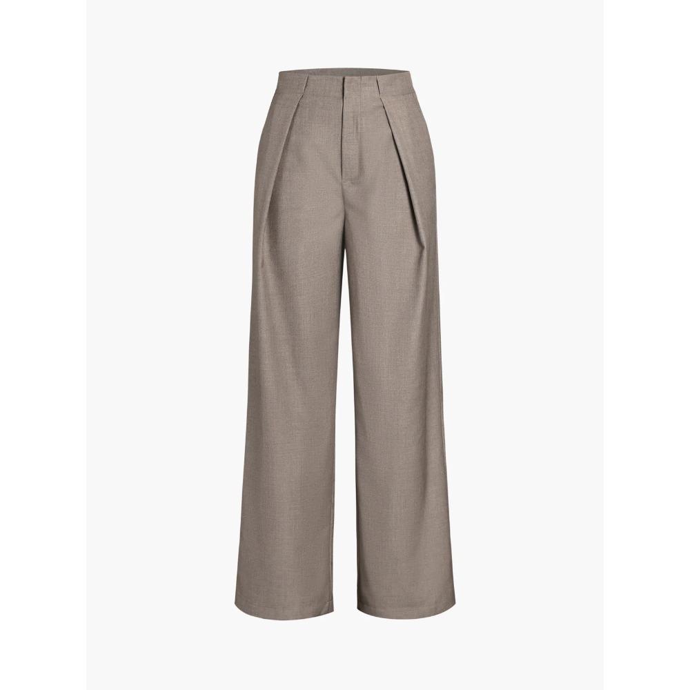 European and American new lazy style high-end suit pants, high-waisted loose wide-leg pants, fashionable simple and casual straight-leg pants