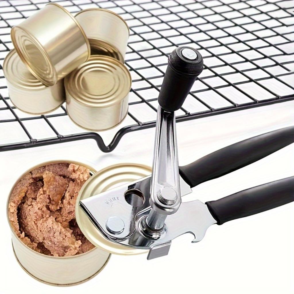 Heavy Duty Manual Metal Can Opener, Ergonomic Extra Long Handle With Oversized Easy-Grip Knob For Large Food Cans Household Kitchen Gadget