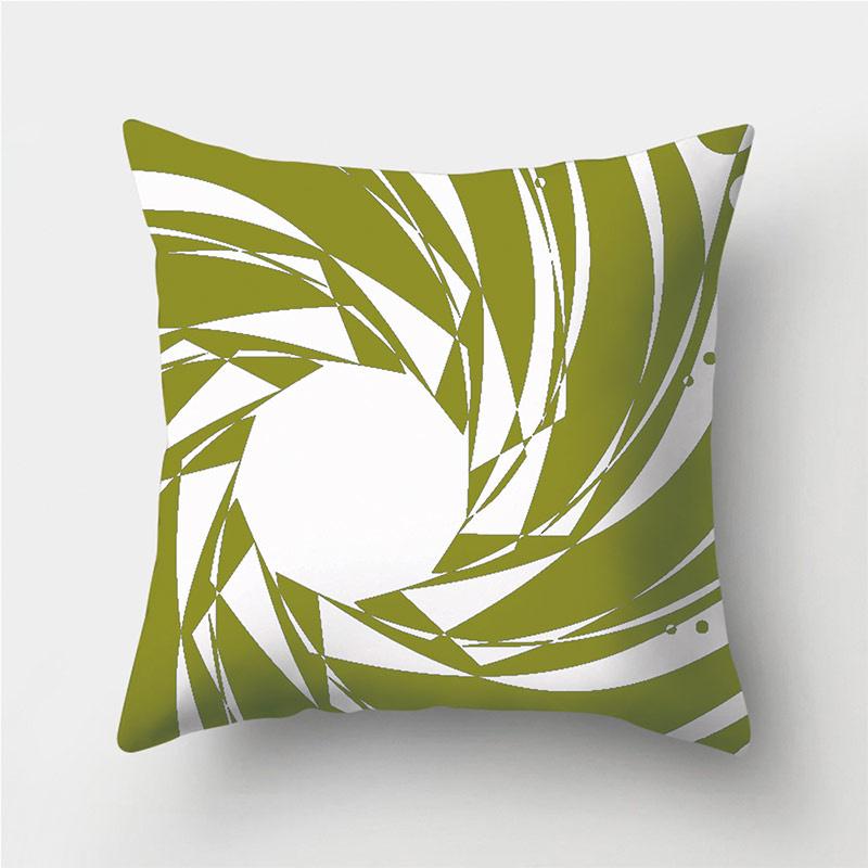 Green Geometric Pattern Throw Pillowcase Home Decor Square Wave Print Pillowcase Sofa Bed Decorative Pillowcase