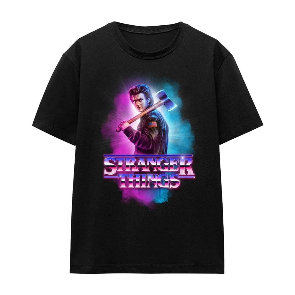 Stranger Things Steve Harrington Metal Burst Ladies T Shirt S-2XL,Black XL