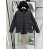 Year down jacket women's loose and thin medium and long knitted hooded casual short hooded jacket