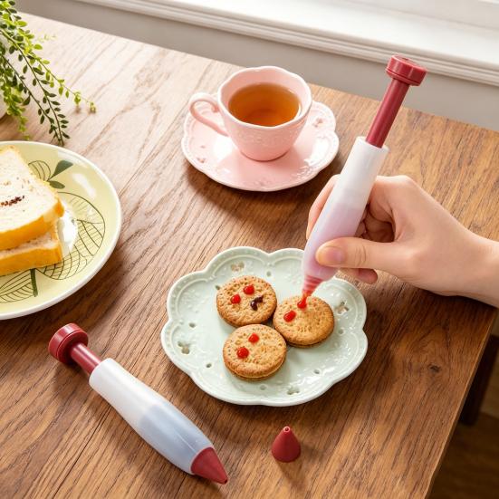 Backdekorationsstift Verdickter Silikon-Spritzbeutelstift Wiederverwendbarer Schokoladen-Marmeladen-Dressingstift für Backen und Salat