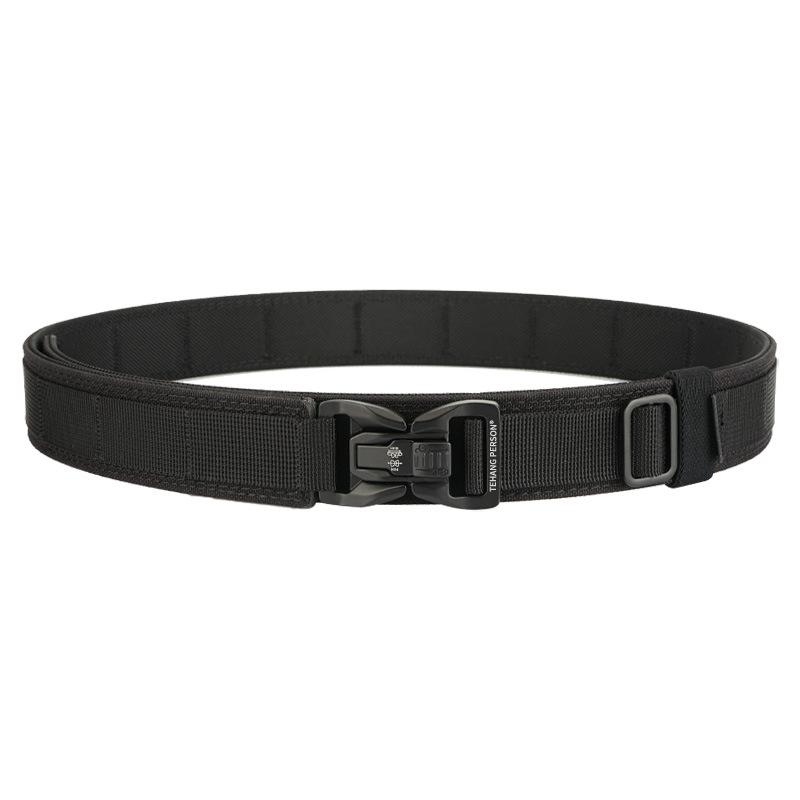 

Outdoor Multifunction Training Tactical Belt Double Layer Thicken Nylon Metal Buckle Waist Belt Sport Techwear Style Cinturon 125cm чорний