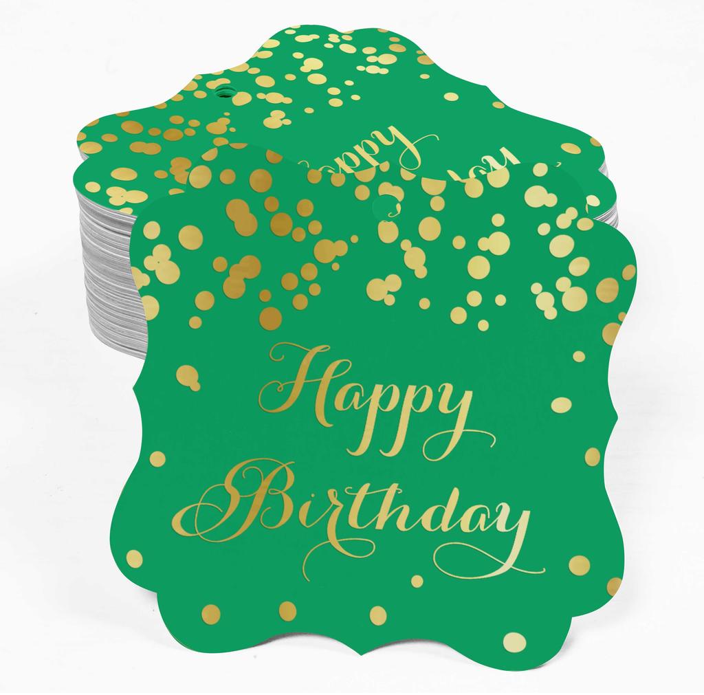 Inkdotpot Real Gold Foil Bracket Shape Paper Hang Tags Happy Birthday Favor Tags Pack Of