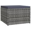 Outdoor Footstool with Cushion Gray Poly Rattan